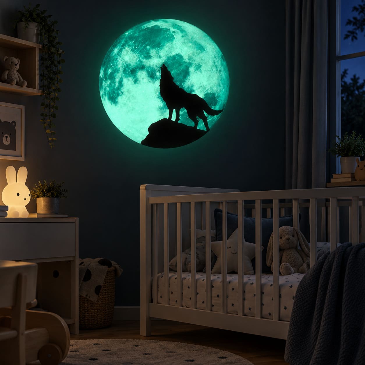 Autocollant Mural Loup Lumineux