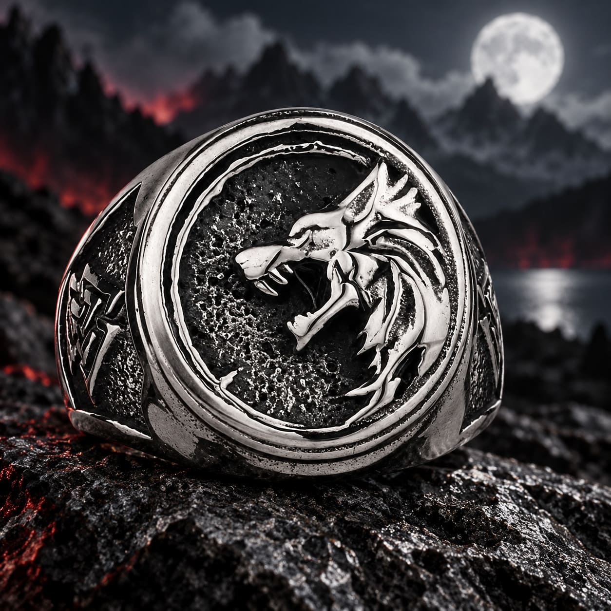 Bague Tête de Loup Hurlant