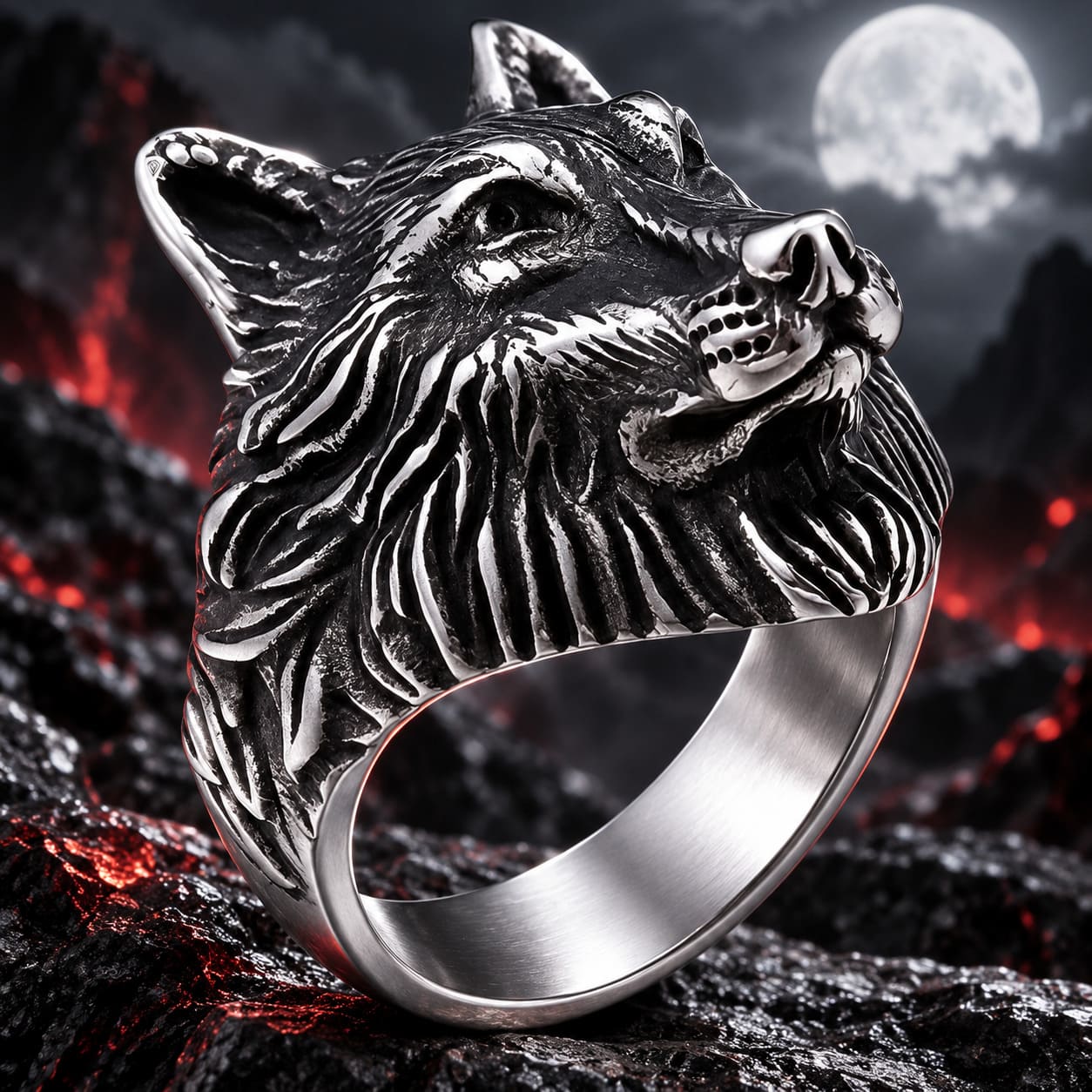 Bague Tête de Loup Sauvage