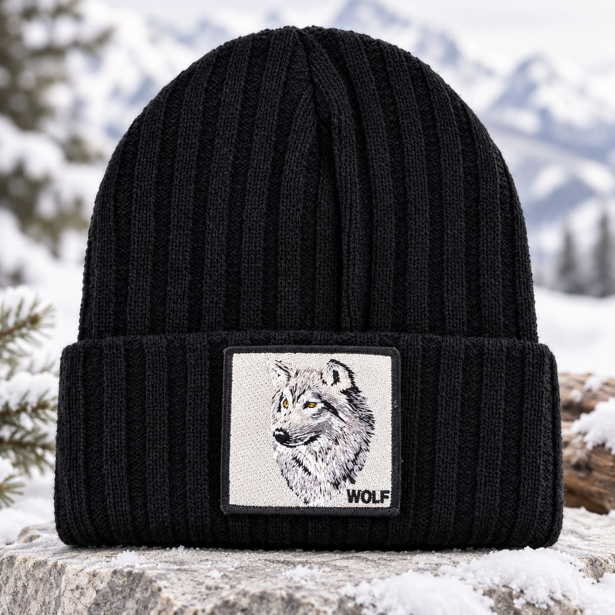Bonnet Brodé Tête de Loup