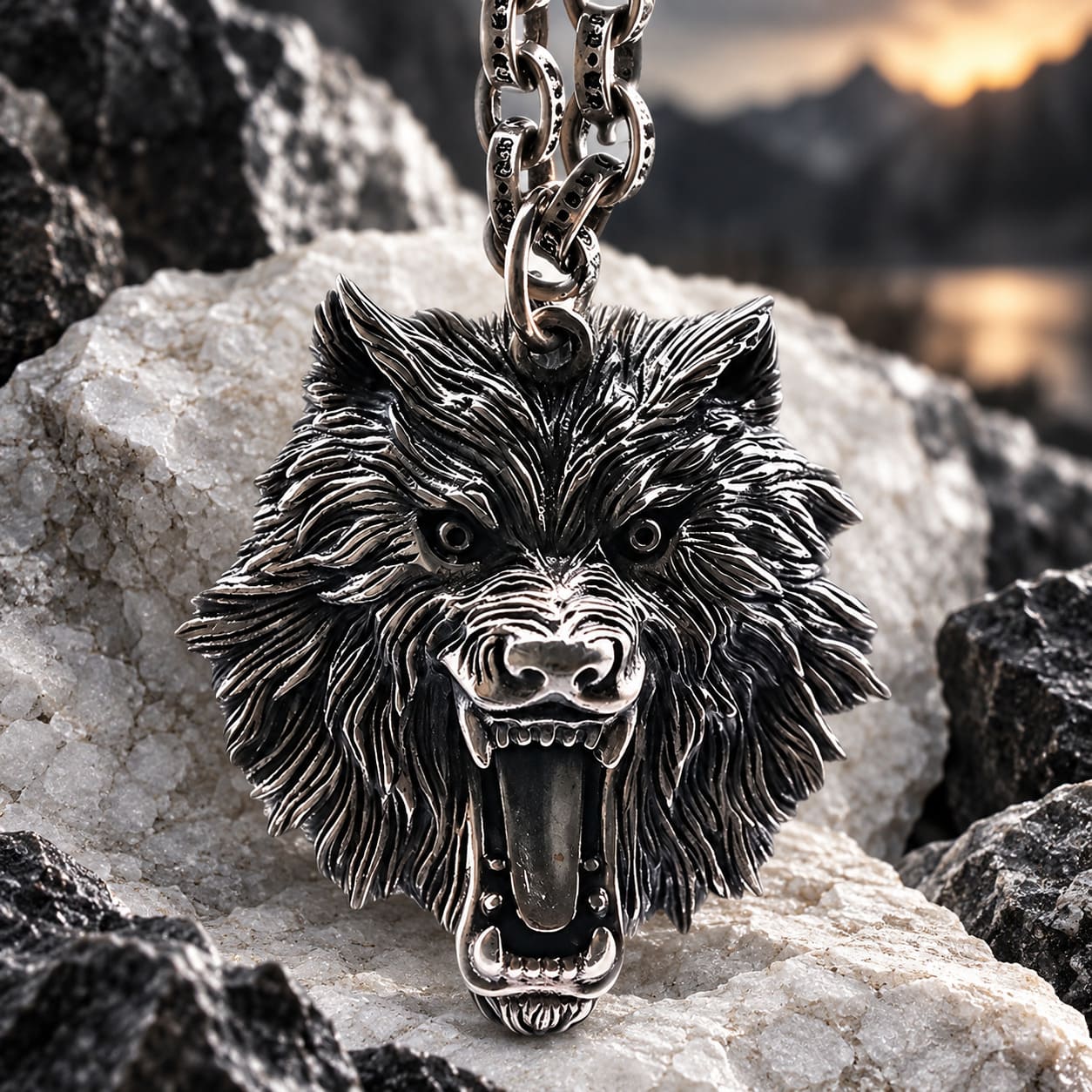 Collier Tête de Loup Garou