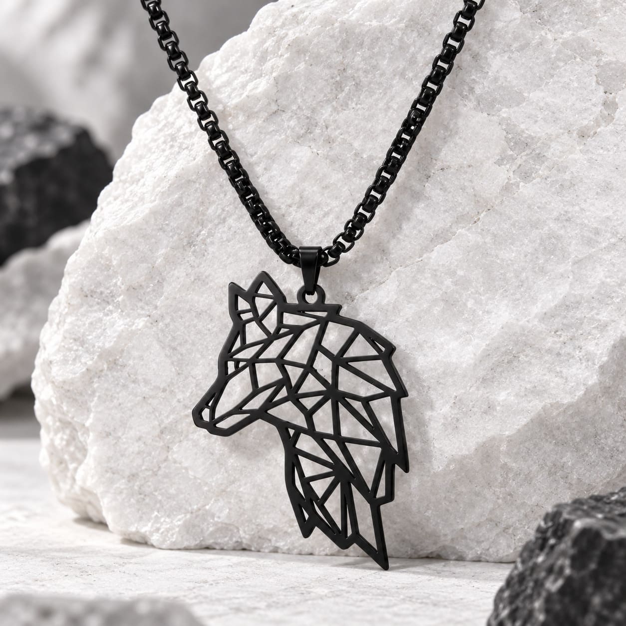 Collier Tête de Loup Graphique Moderne