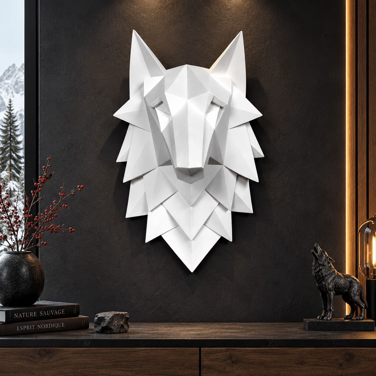 Décoration Murale Tête De Loup Origami