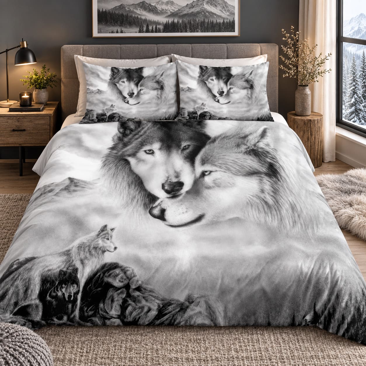 Housse de Couette Couple de Loup