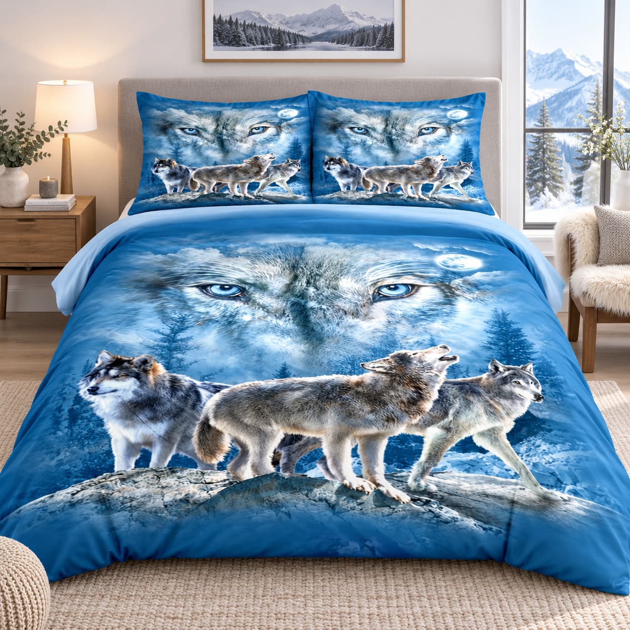 Housse de Couette Yeux Bleus de Loup