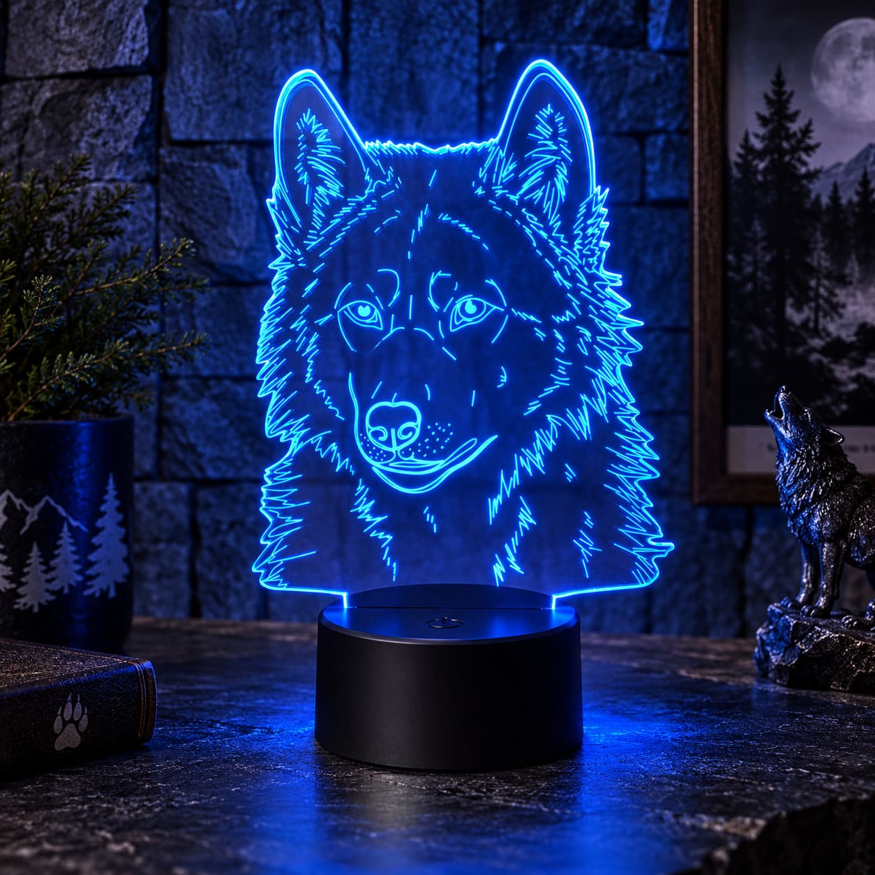 Lampe 3D Tête de Loup