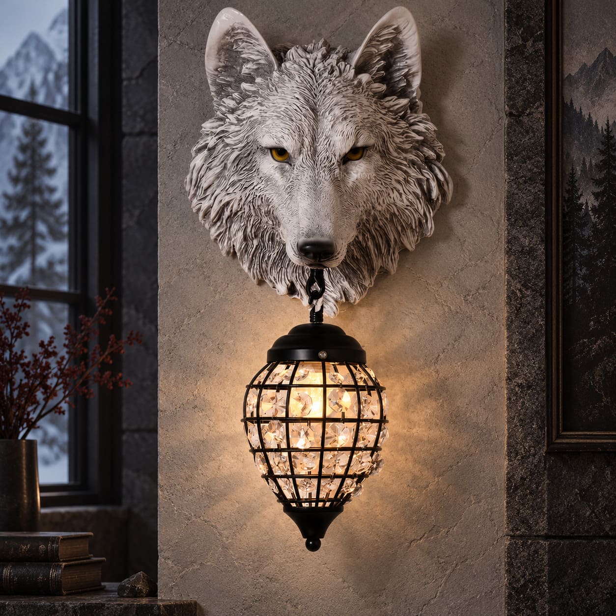 Lampe Murale Tête de Loup