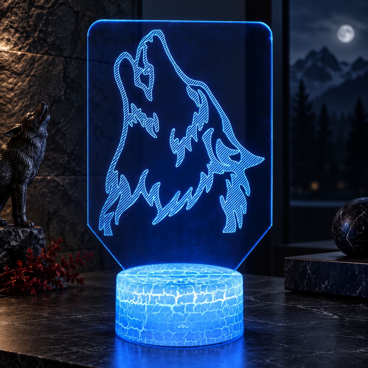 Lampe de Chevet Tête de Loup Hurlant