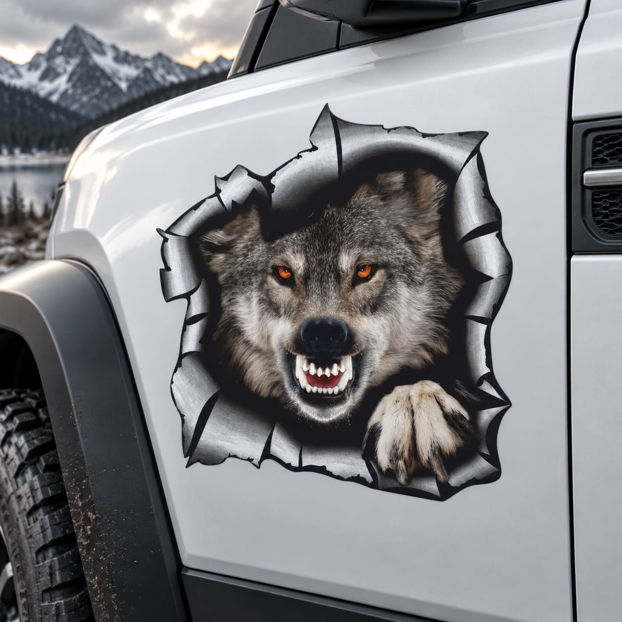 Stickers Tête de Loup Trompe l'Œil