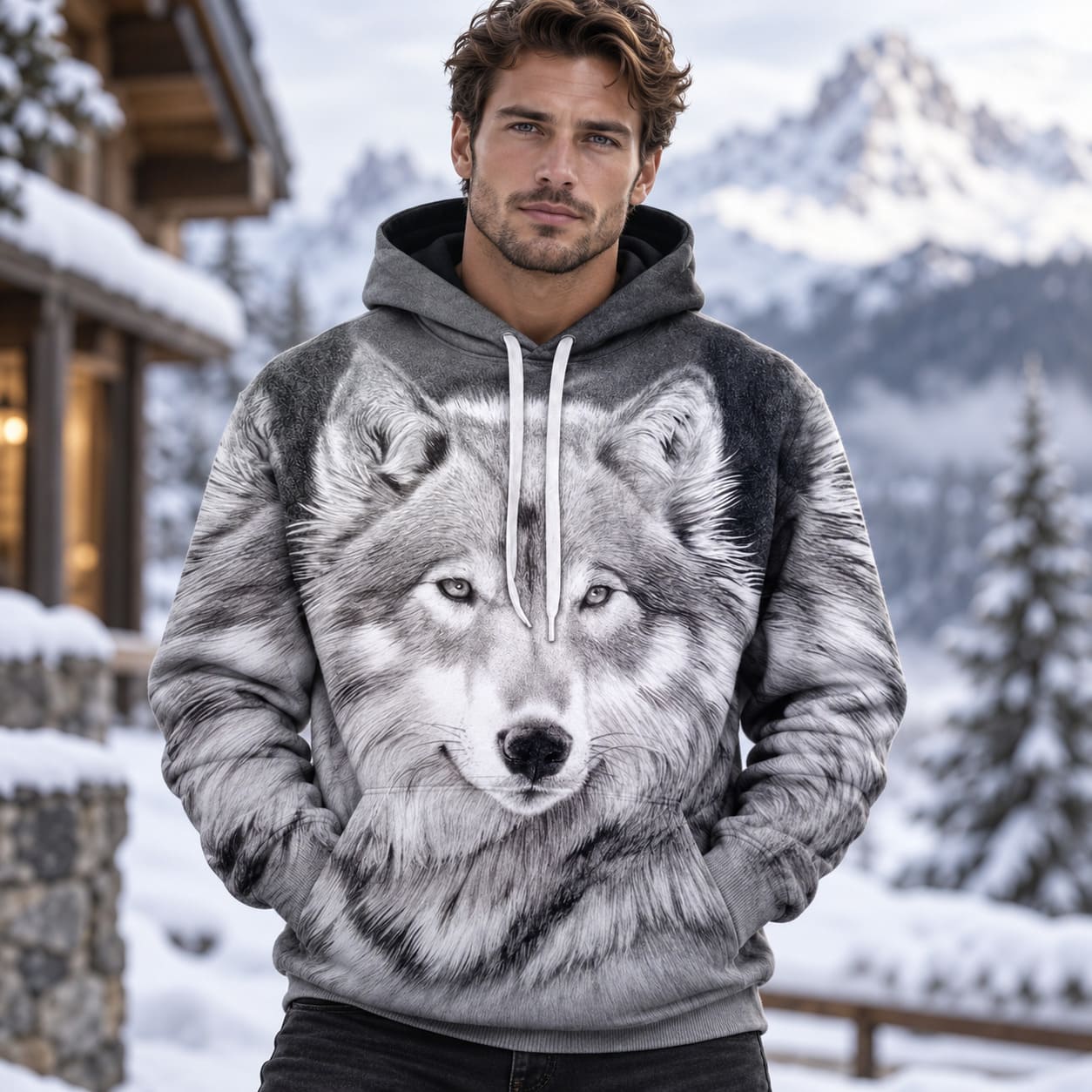 Sweat Tête de Loup Gris