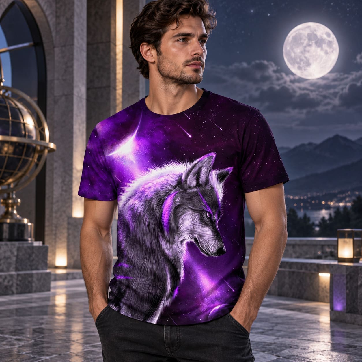 T-Shirt Femme Loup Violet