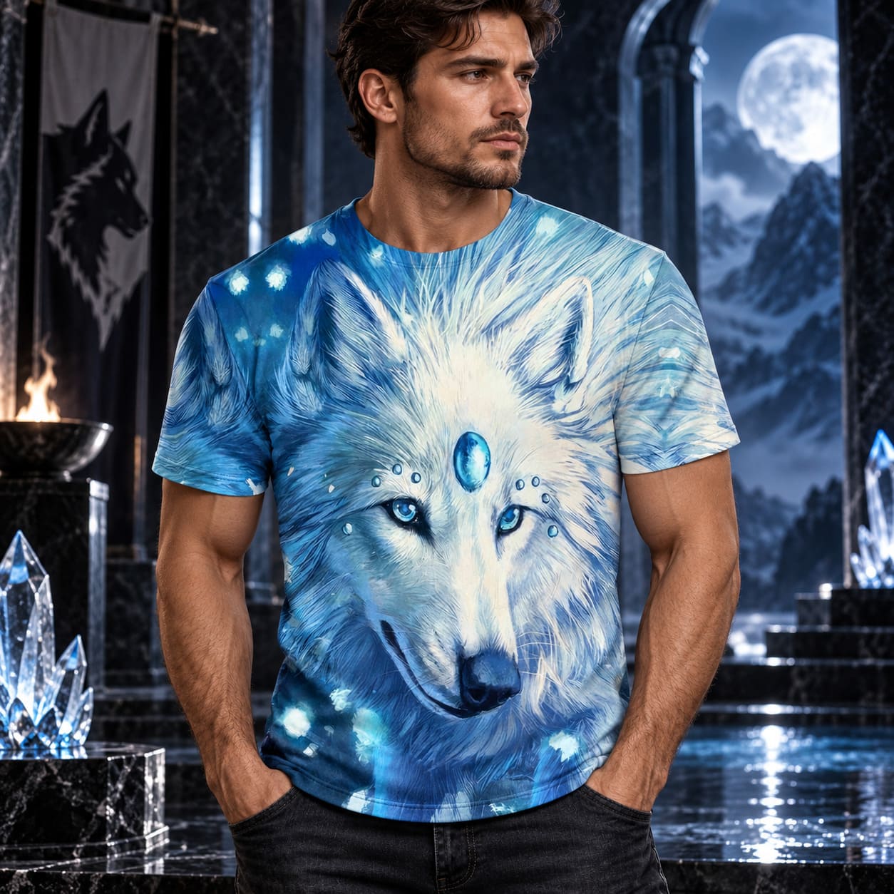 T-Shirt Tête de Loup Blanc