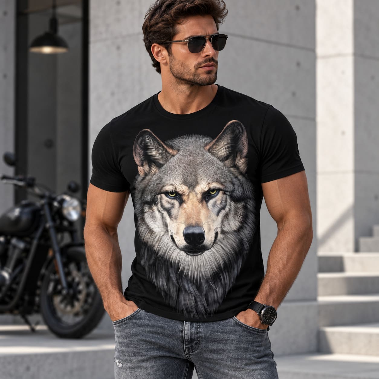 T-Shirt Tête de Loup Homme