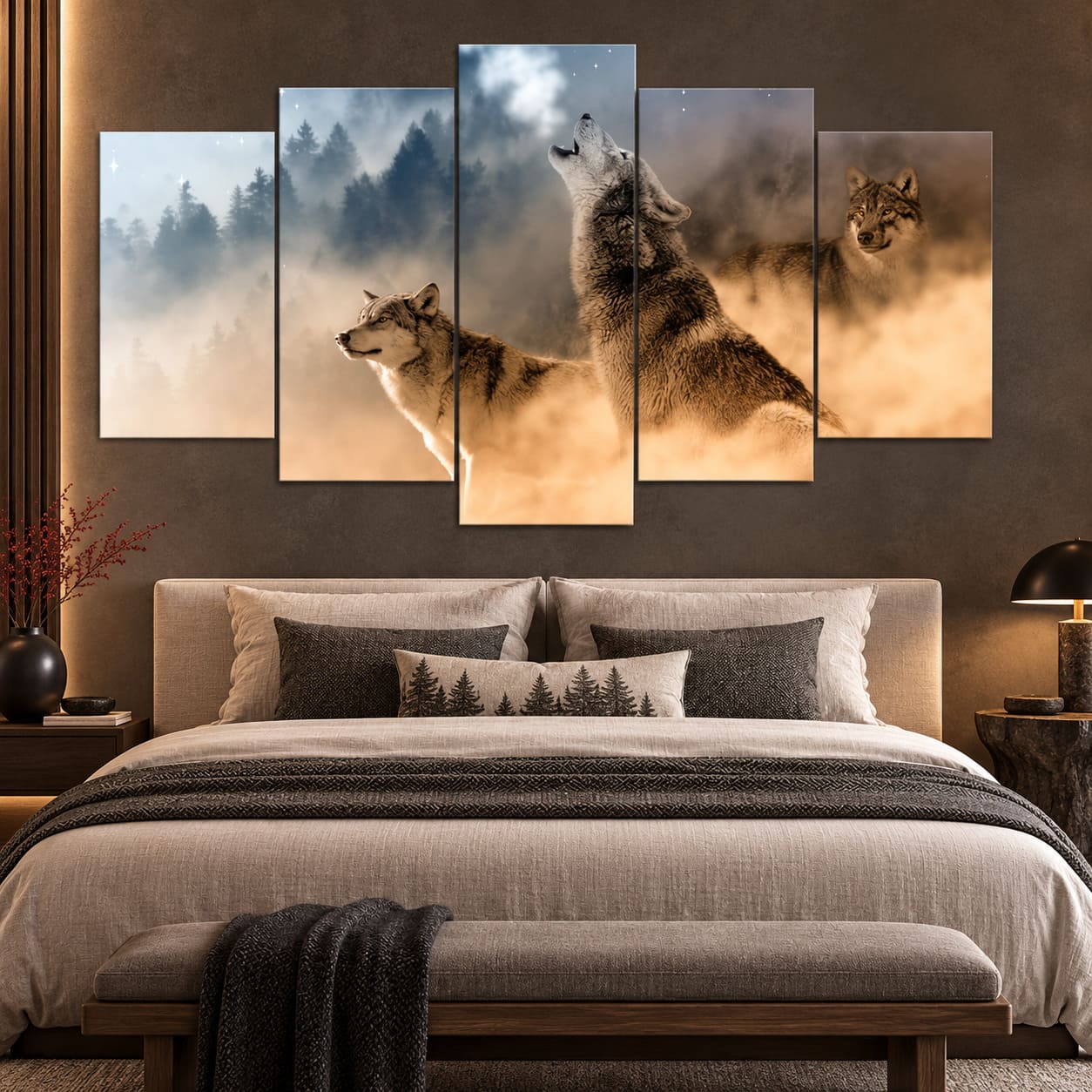 Tableau 5 Parties Montagne et Foret – Loups qui Hurlent dans la Brume
