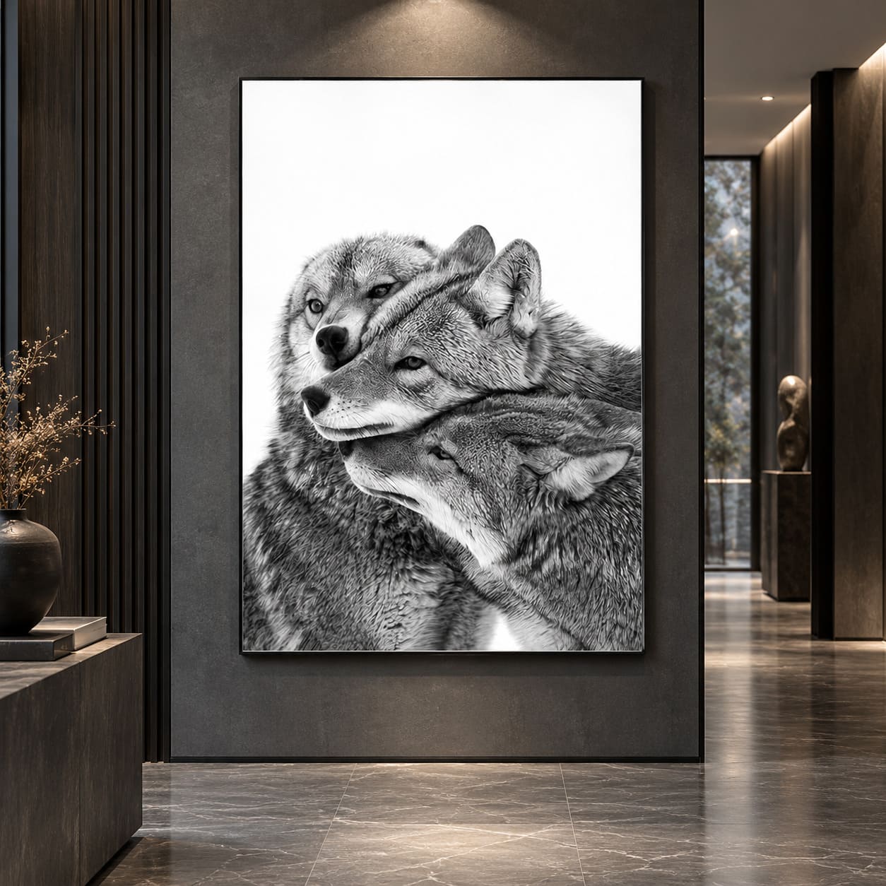 Tableau Famille de Loup – Fond Blanc