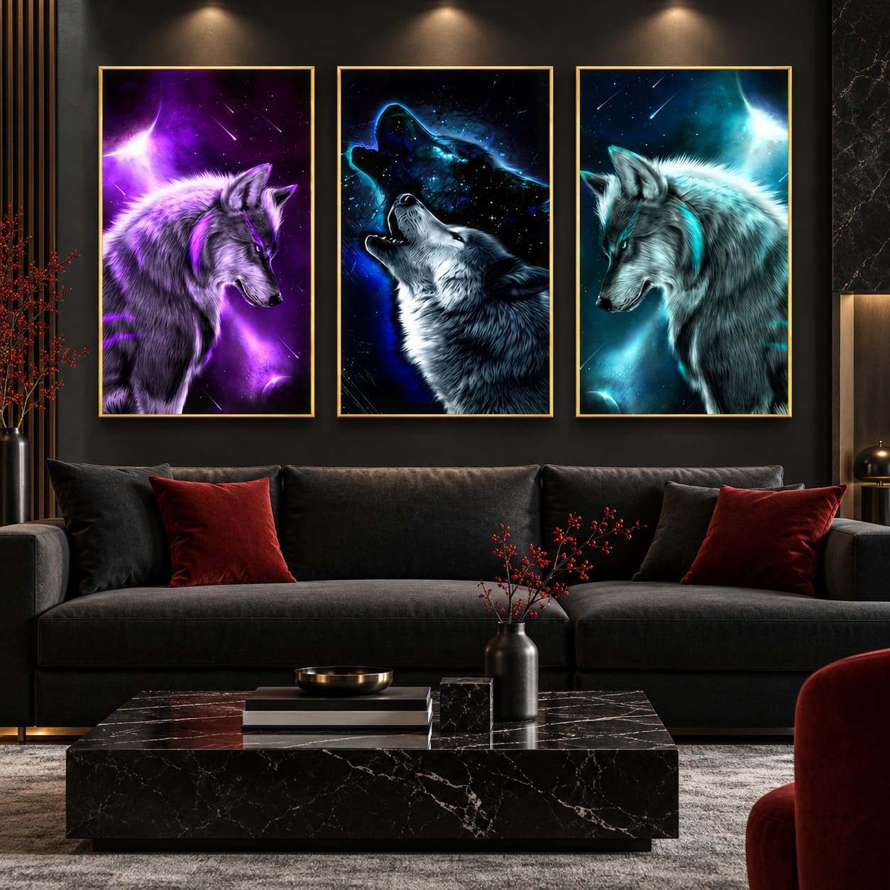 Tableau Tête de Loup Coloré