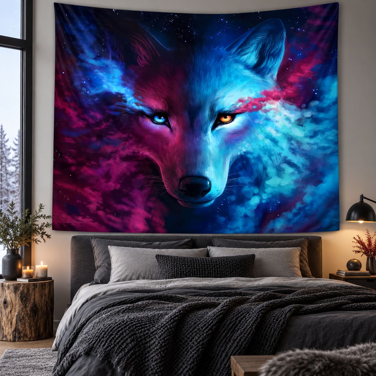 Tenture Tête de Loup Roi de l'Univers