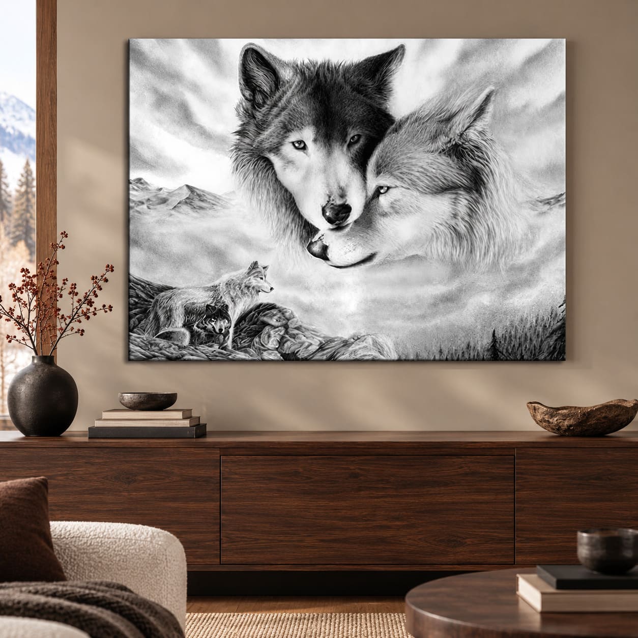 Toile Couple de Loup Blanc