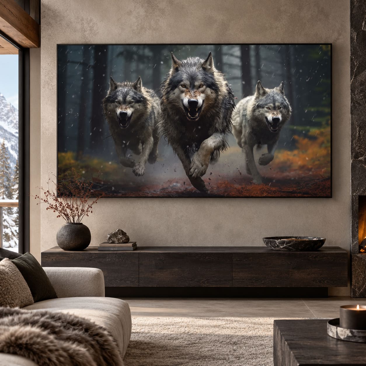 Tableau 3 Loups Sauvages en Furie