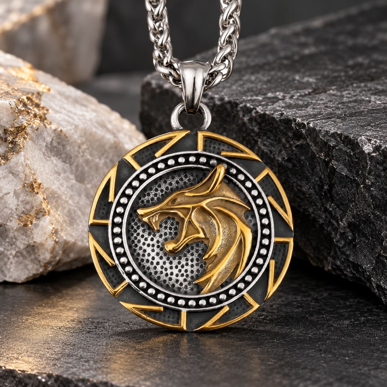 Pendentif Loup en Forme de Cercle