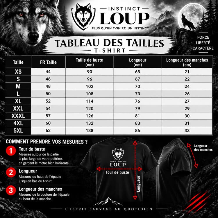 guide taille tshirt loup